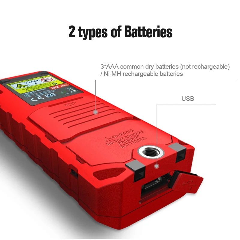 Mileseey 50M 70M 100M 120M Rechargeable Laser Rangefinder New Laser Distance Meter Laser Measure Angle Tools Diastimeter Red