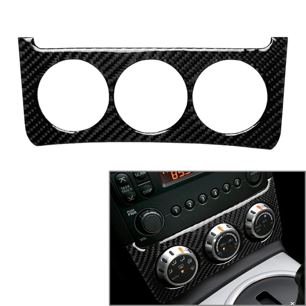 

Car Central Console Dashboard Knob Cover Trim Carbon Fiber Decoration Sticker For Nissan 350z 2003 2004 2005 2006 2007 2008 2009