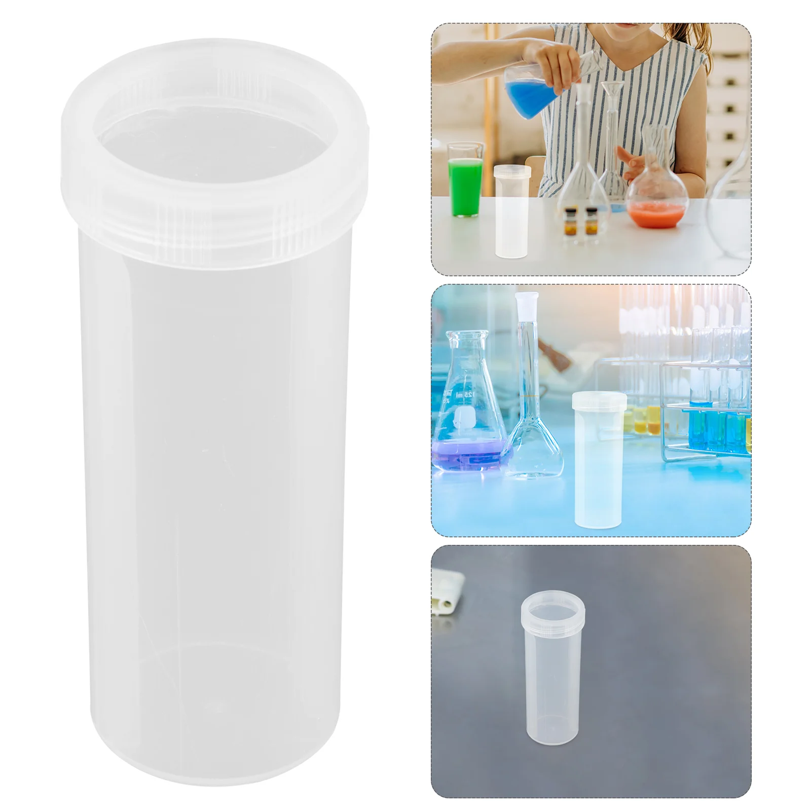 

3 Pcs Jar Transparent Plastic Laboratory Bottle Clear Vials Slides Holder Slides Holder Pill Bottle Lab Equipment