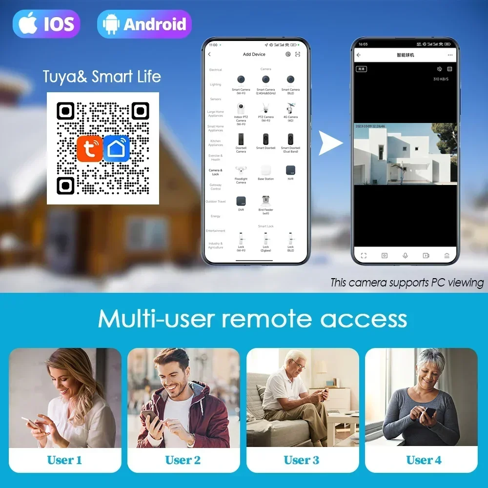 6MP Security POE Dome IP Camera For TUYA Smart Life Home Sound and Light Alarm Human Detection Outdoor Home CCTV POE IP Camera