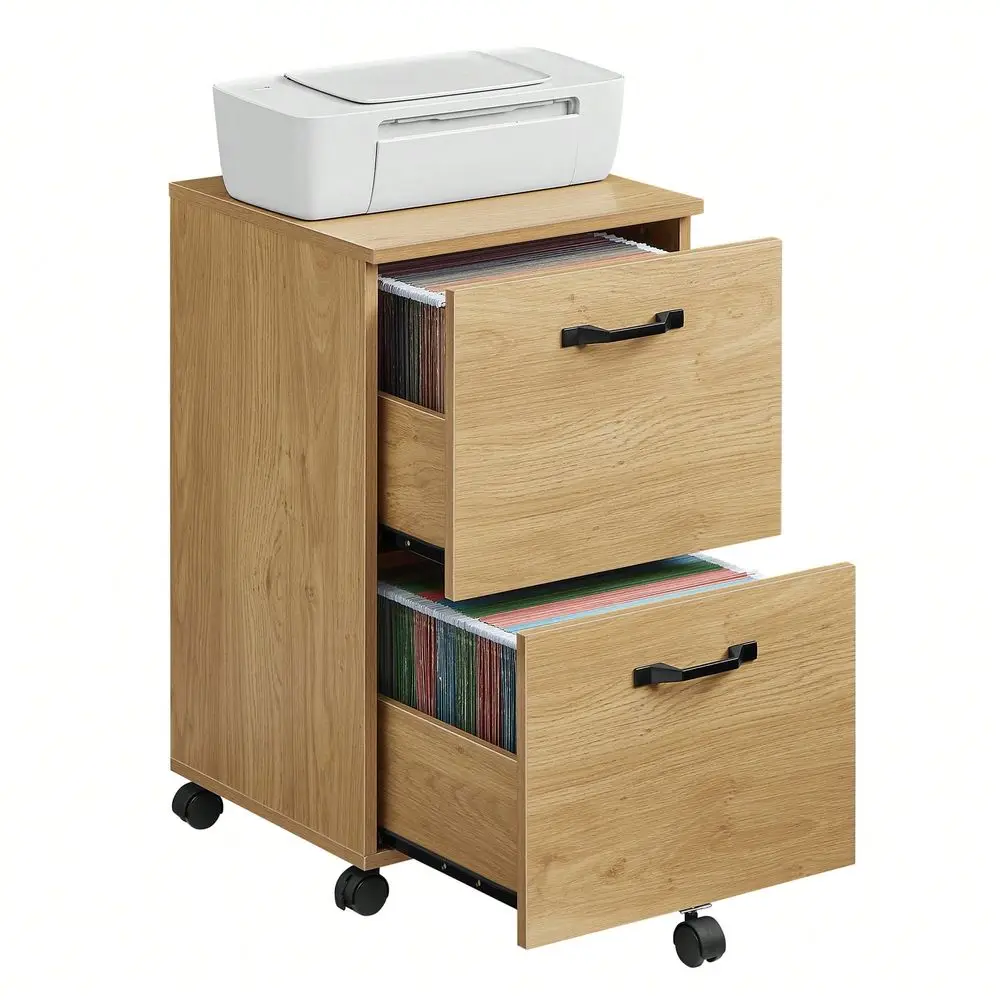 

File Cabinet, With 2 Drawers, Mobile Filing Cabinet With Wheels, For A4, Letter Sized Documents, Hanging File Folders