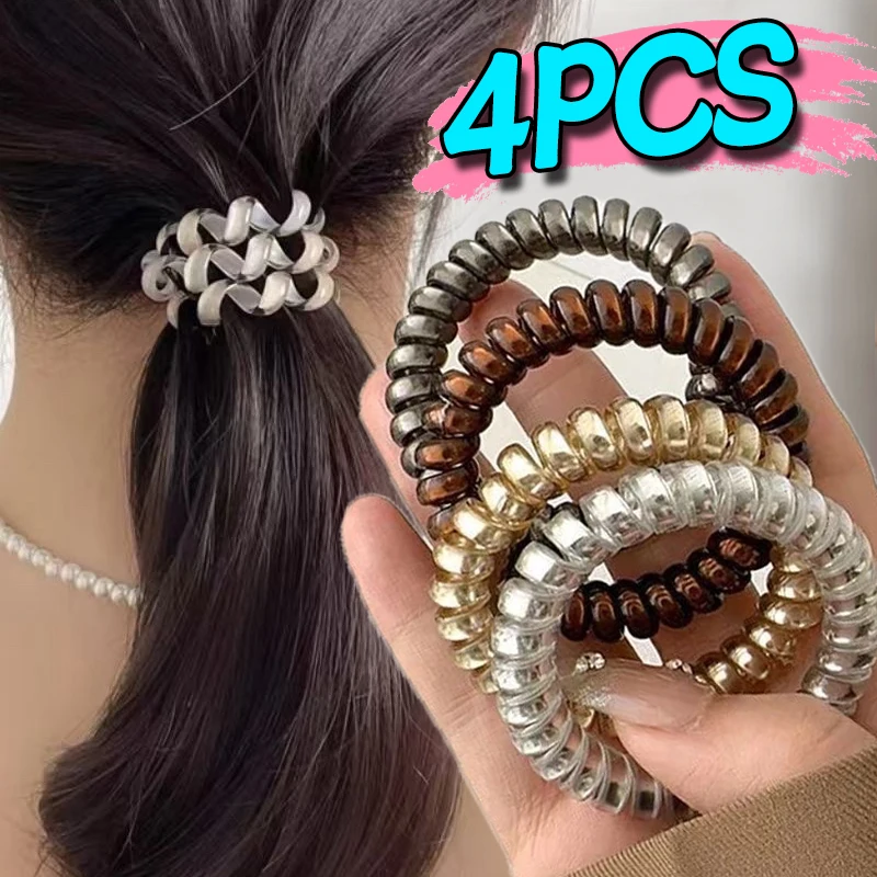 Telephone Wire Cord Hair Ties Rubber Bands Women Spiral Elastic Hair Bands Basic Rubber Band Scrunchies Hairs Rope Accessories