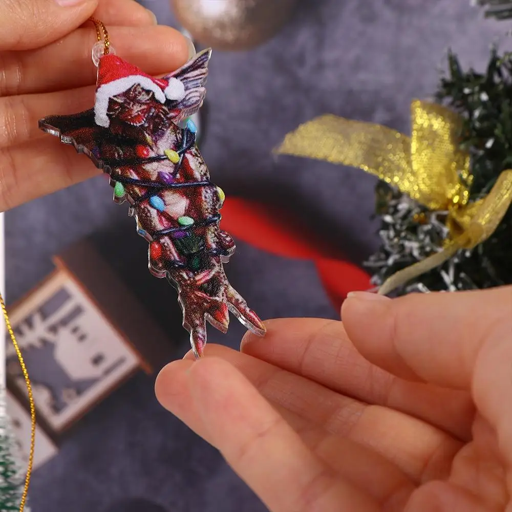 

2D Gremlins Santa Hat Socks Dog Acrylic Gremlins Gizmo Hanging Flying Dragon Chrismtas Tree Pendants Holiday