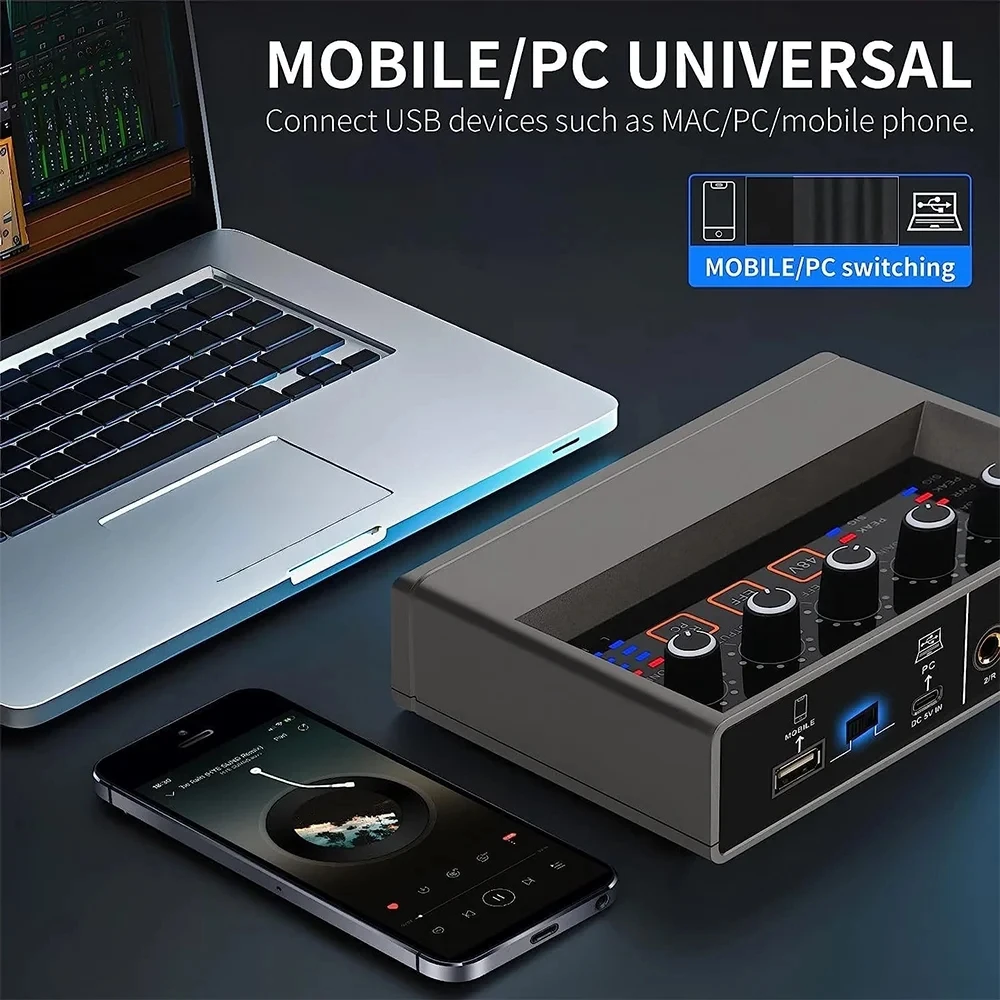 Q 16 جهاز مزج الصوت الصوتي المهنية بطاقة قناة رصد الغيتار الكهربائي تسجيل مباشر لواجهة الاستوديو الغناء DJ