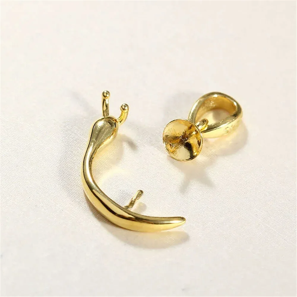 

S925 Sterling Silver Pearl Pendant Setting, DIY Empty Bezel Cup Jewelry Supplies for Craft Making, Hollow Prong Pendant Findings