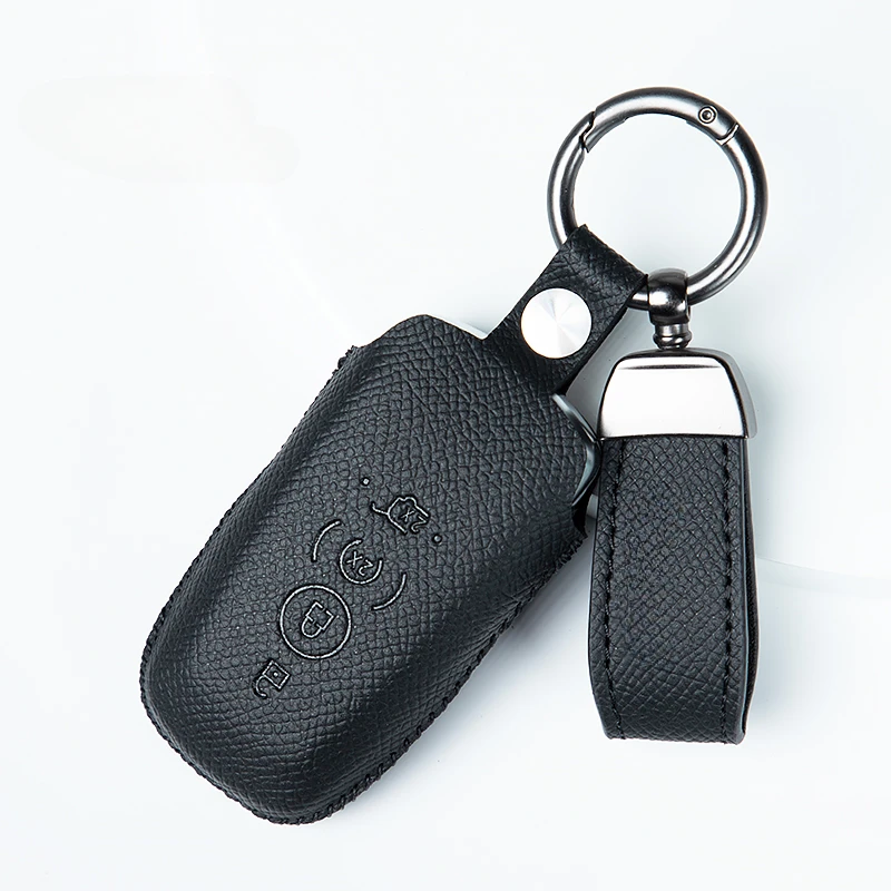 

Simple Style Leather Car Remote Key Case Cover Anti Scratch and Wear-resistant for Ford Raptor F-150 2015-2024+