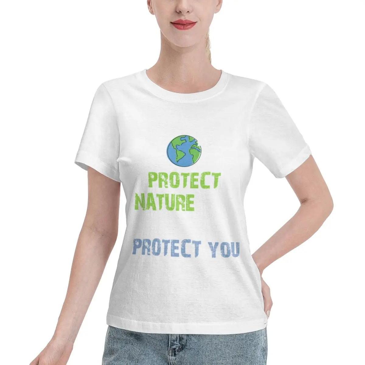 Easy To Pair Protect Nature And It Will Protect You Fit Women's T-shirt Summer Outfit Versatile Women Tee