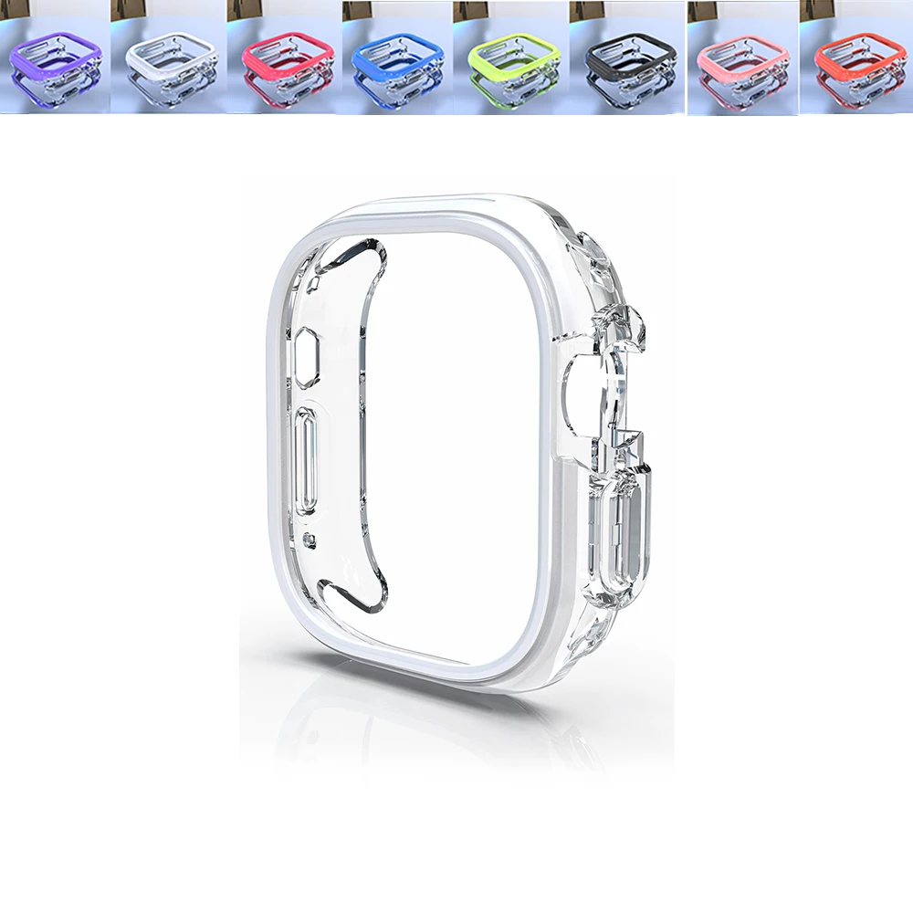 Hollow TPU Cover for Apple Watch Case 46mm 42mm 45mm 44mm 41mm 40mm Two Color Transparent Shell for iWatch 11 10 9 8 7 6 5 4 SE