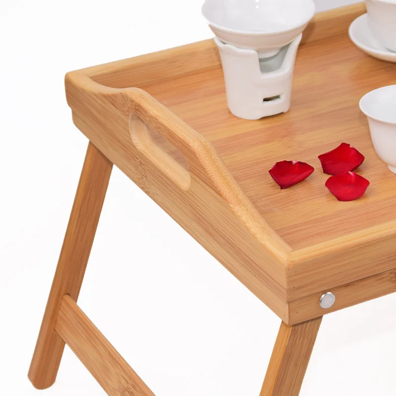 Portable Bamboo Wood Bed Tray Breakfast Laptop Desk Tea Food Serving Table Folding Leg Laptop Desk NJ71502
