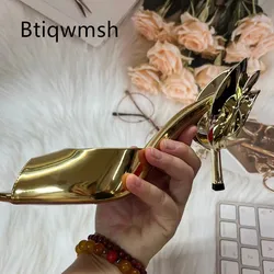 Gold Rose Flower Sandals Woman Open Toe Strange High Heel Pumps Lady Sexy Party Shoes