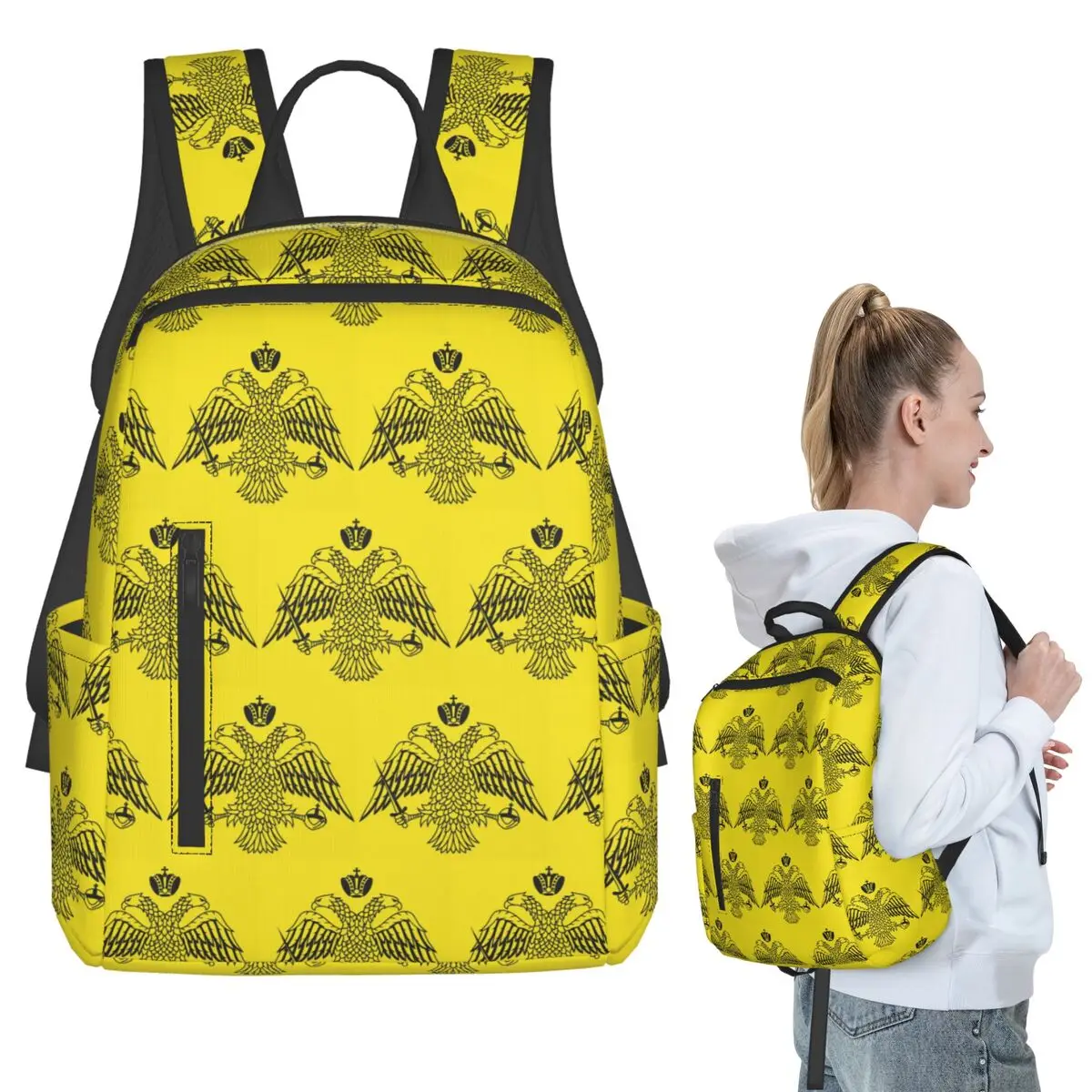 

Byzantine Imperial Flag By The Greek Orthodox Churches Backpack Student BookBag Kids School Bag Laptop Shoulder Bags Men Women