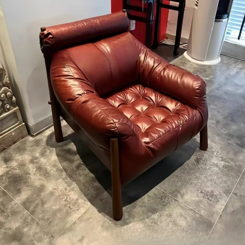 

Solid wood sofa high backrest ash wood living room single sofa chair
