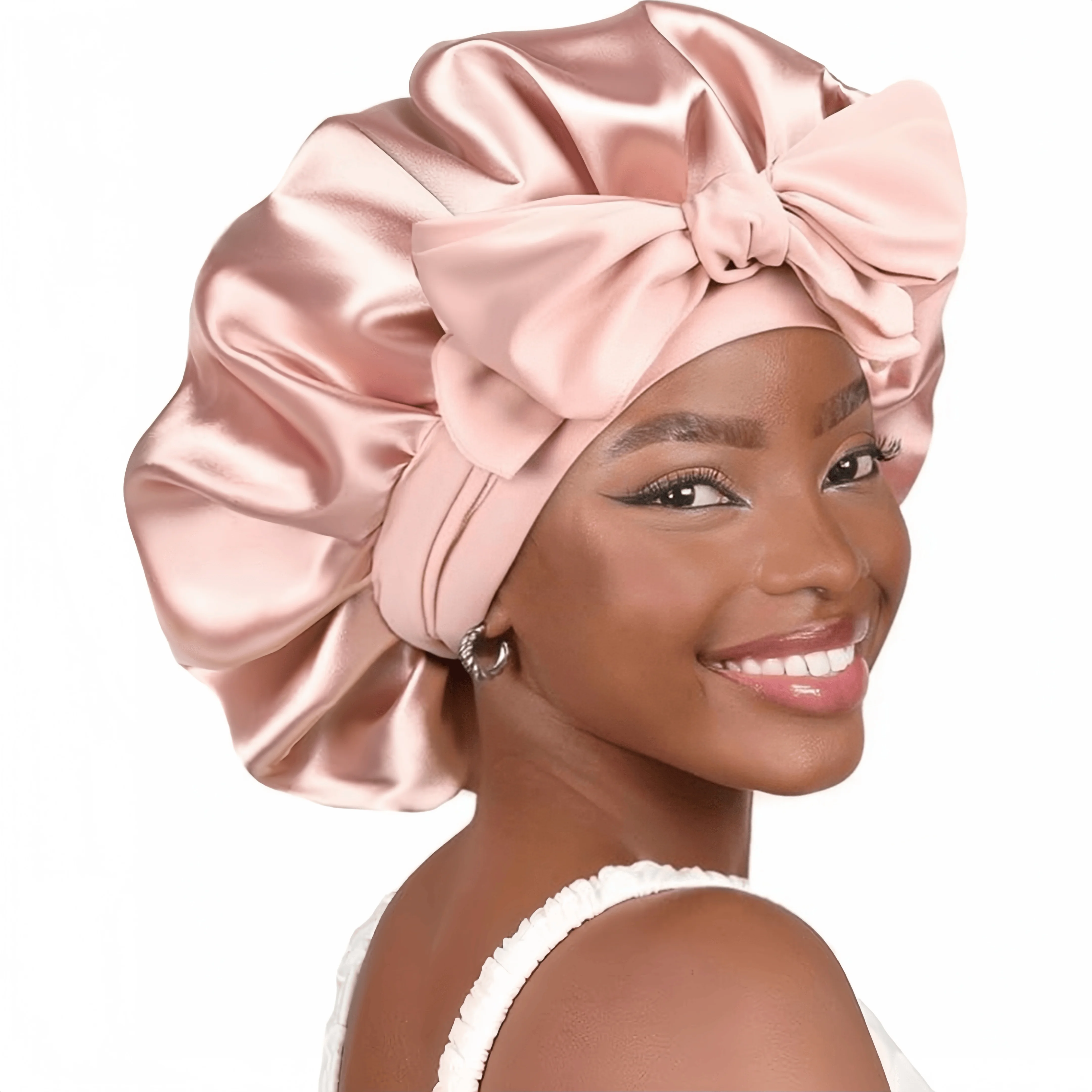 Adjustable Satin Bonnet for Sleeping Women Double Layer Hair Wrap Reduce Friction Prevent Frizz Natural Curly Hair