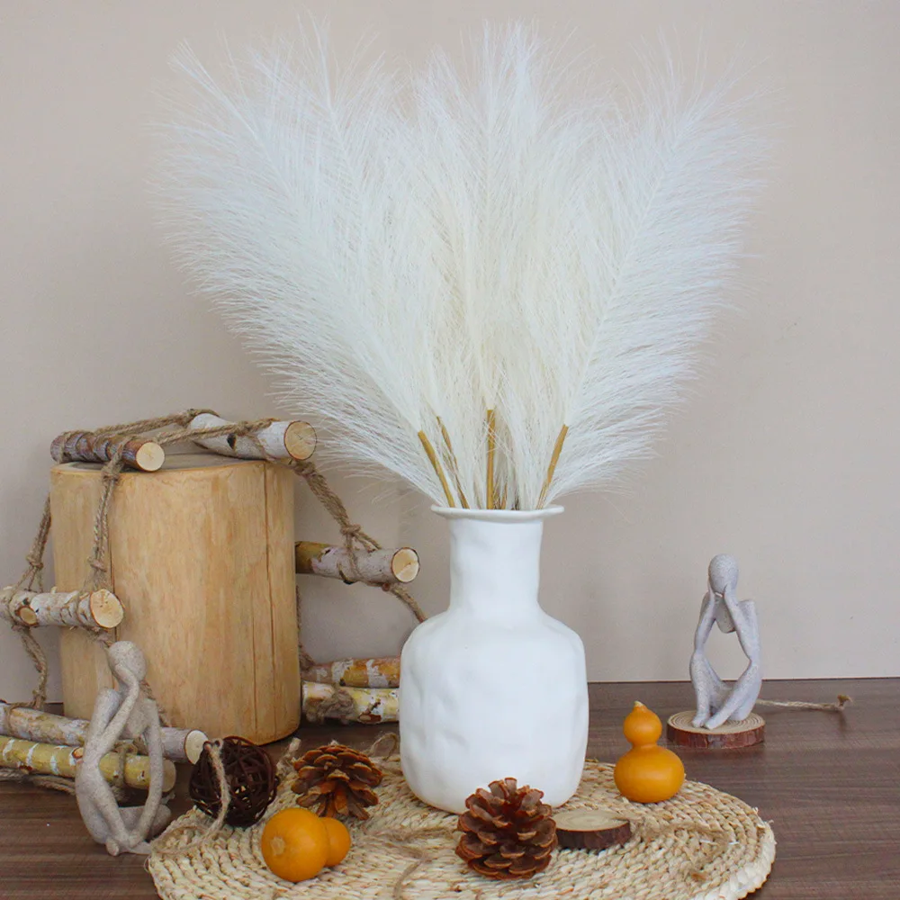 

50cm 10pcs/set Double Headed Fork Pampas Simulation Flower Artificial Reed Pu Home Wedding Decoration Flower Arrangement Prop