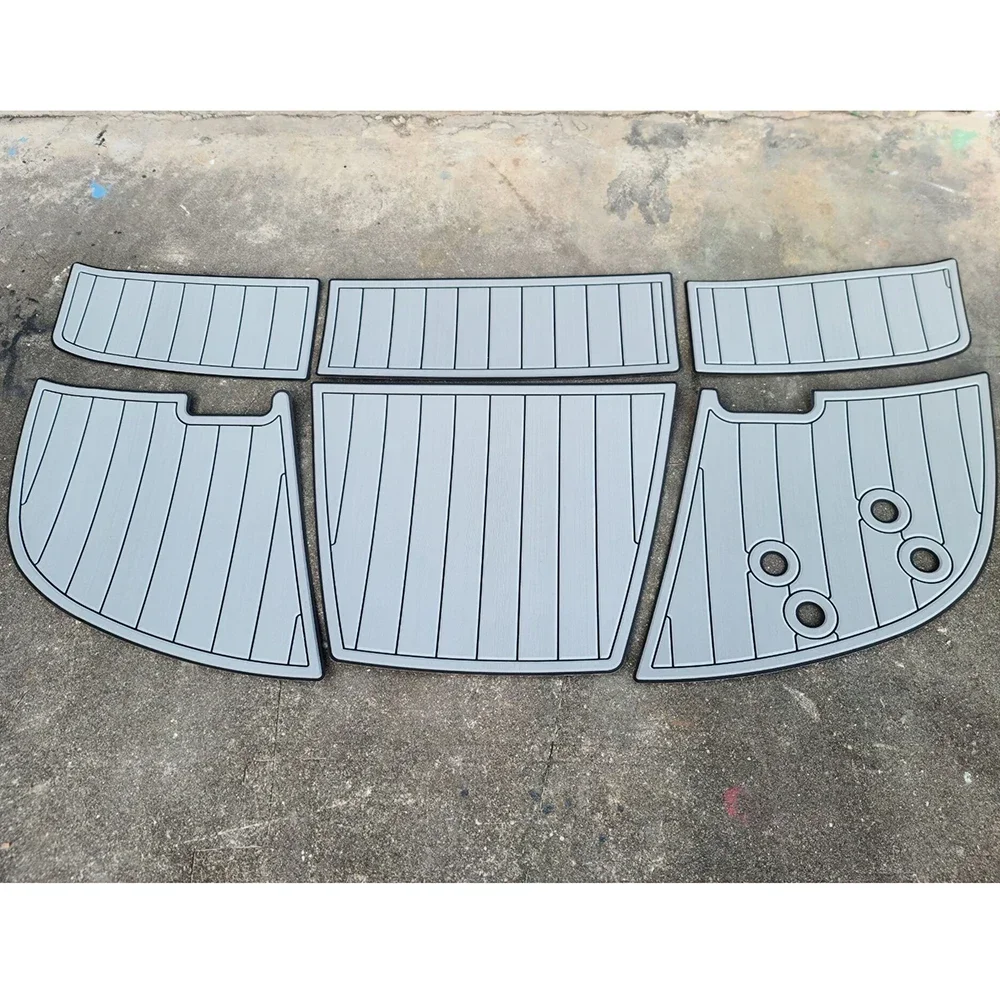 Motorboat Pads Boat Set EVA Teak Decking Sheet Thick 6mm Self Achesive Mat Customied DIY Grey Top Layer and White Line.