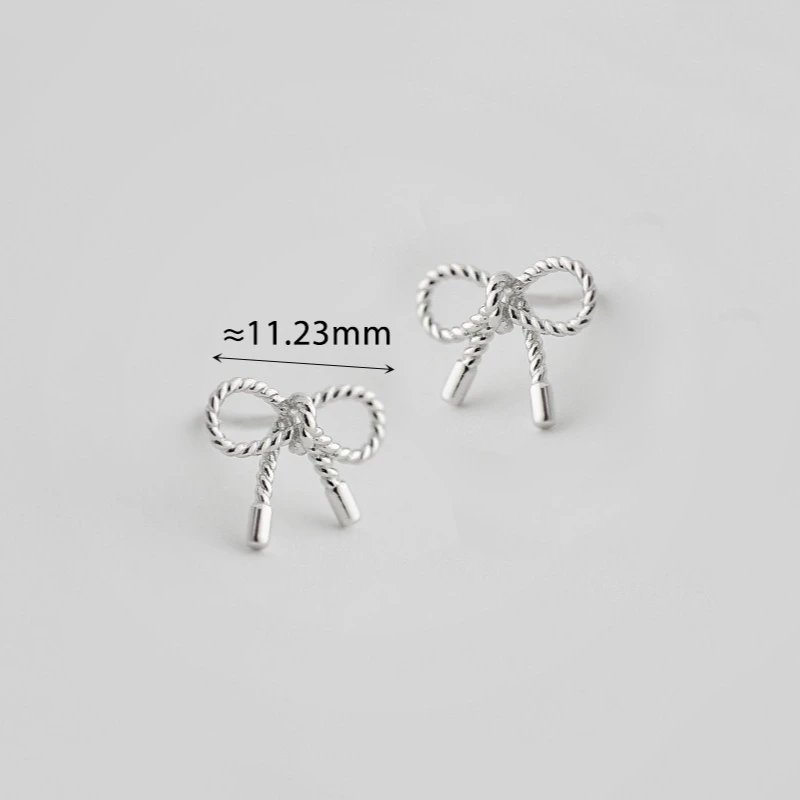 Silver Color Hollow Bowknot Twisted Stud Earrings for Women Romantic Fashion Jewelry Minimalist Cute Accessories
