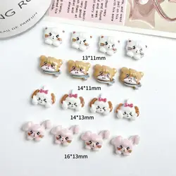 20PCS 3D Cute Cartoon Glow in the Dark Animal Series Resin Kawaii Cat Puppy Squirrel Rabbit Nail Charms Supplies for DIY Crafts