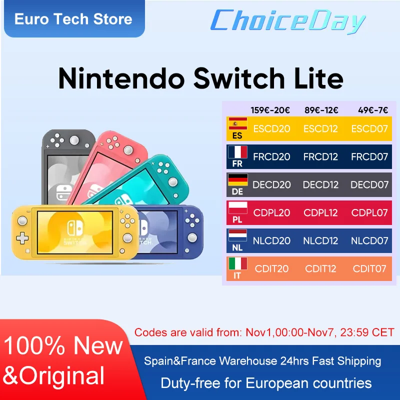 وحدة تحكم ألعاب محمولة نينتندو سويتش لايت خفيفة الوزن ومحمولة مدمجة في وحدة تحكم Joy Con خيار ألوان متعددة