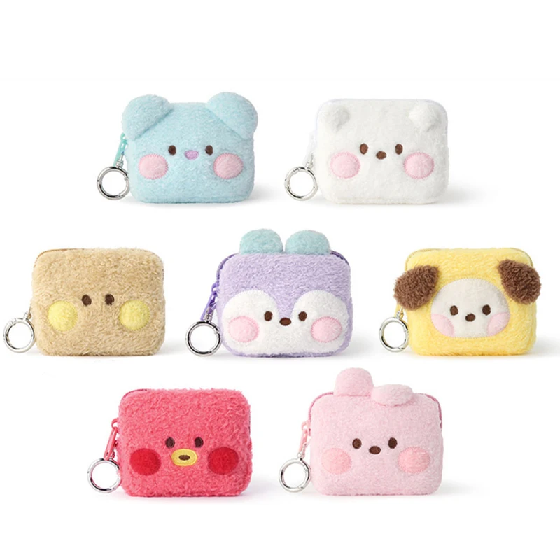 Kawaii Bt21 Plush Pencil Case Anime Cartoon Cooky Shooky Chimmy Tata Portable Toiletry and Makeup Storage Bag Cute Coin Purse