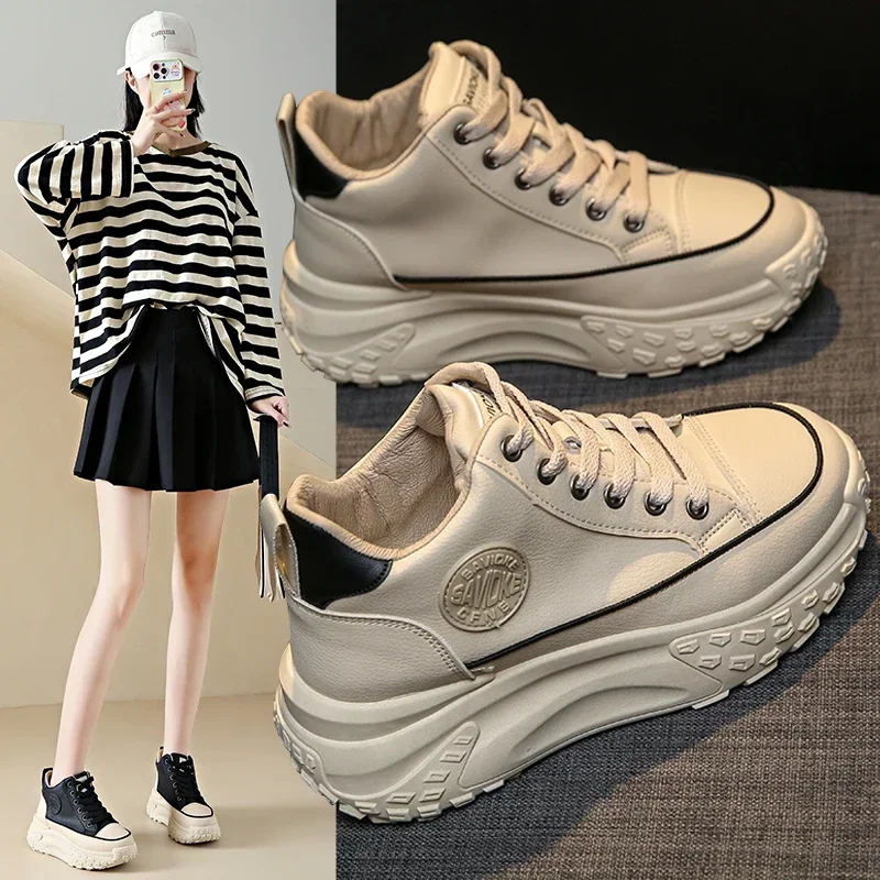 

Hot Sales Women's Comfortable Platform Shoes 2023 New Casual Lace-up Sneakers Women's Thick-soled Vulcanized Shoes