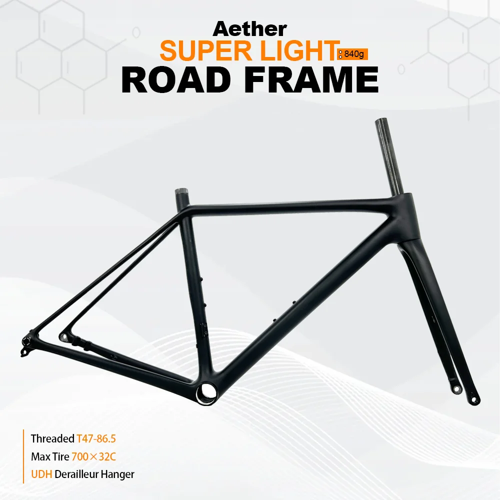 

2025 Super Light Carbon Road Bike Frame Bicycle 700*32C T47 Bottom Bracket UDH Hanger Full Hidden Cable T1000 Road Bicycle Frame