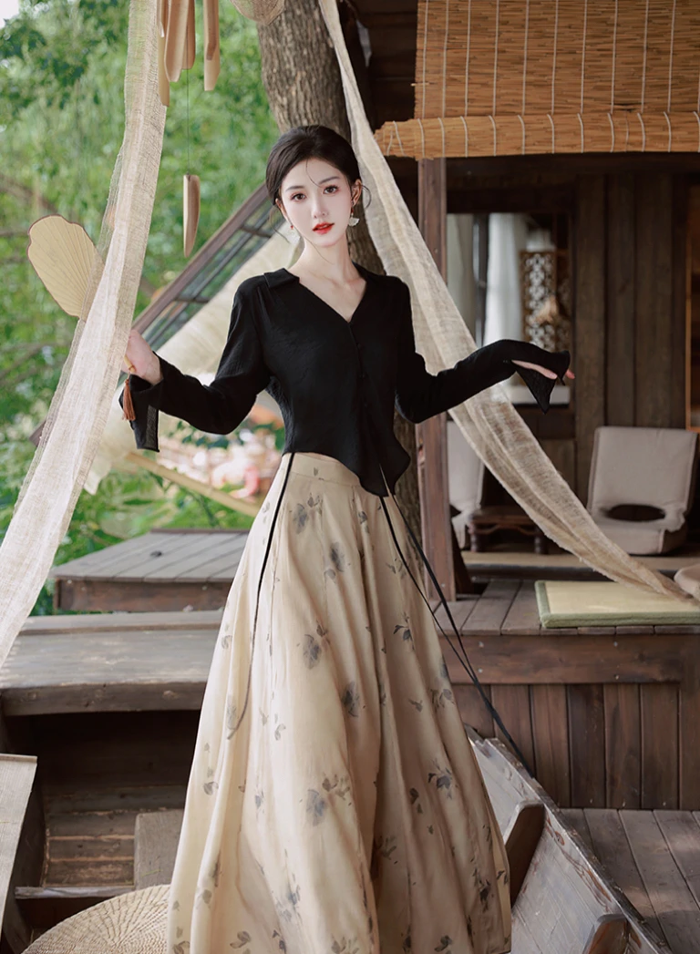 

Coigarsam Women Two Piece Sets Summer 2024 Top Shirt Skirt Suit