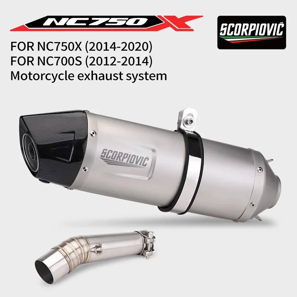 Sistema di scarico moto per NC700 NC700X NC700S NC750 NC750X NC750S 2012-2023 Slip On Mid Link Tubo di fuga 51mm Silenziatore