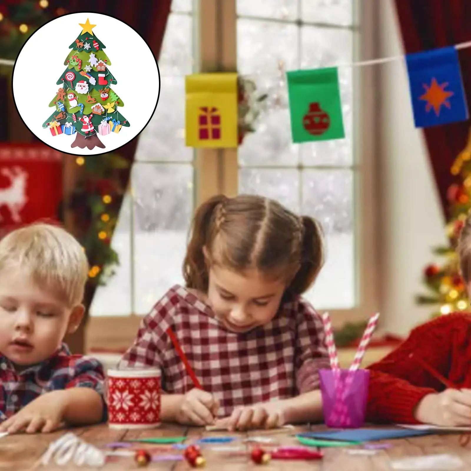3.2ft DIY Felt Christmas with Detachable Christmas Ornaments