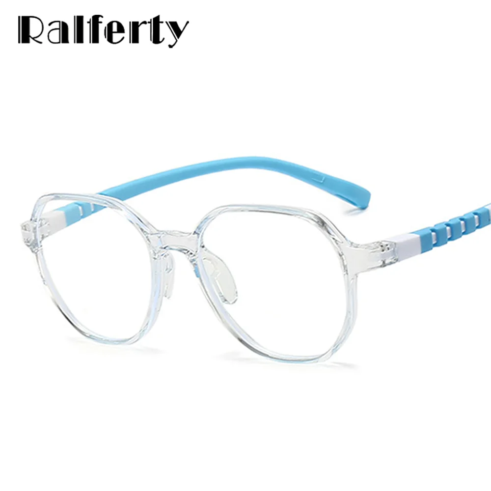 Ralferty TR90 Kids Eye Glasses Frame Boy Girl Child Anti Blue Glasses Clear Flexible 0 Diopter No Medical Myopia Optical Frame