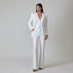 Ensemble 3 Pièces Chic et Décontracté pour Femme, Veste + Glace + Pantalon, Tenue de Bureau Slim, à la Mode, avec Revers Patricia, un Bouton