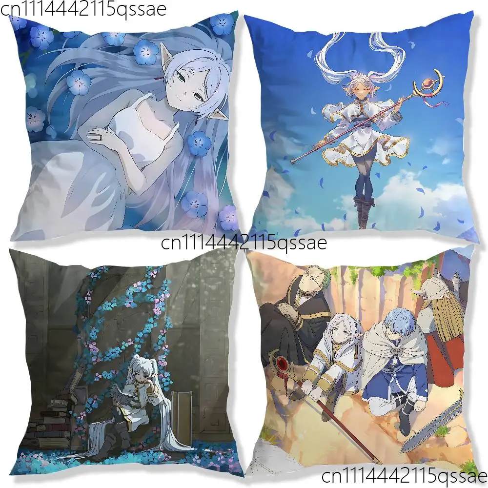F-Frieren Anime Pillow case Printed Polyester Throw Pillow Cover Decorative Sofa Cushion Pillowslip Home Decor