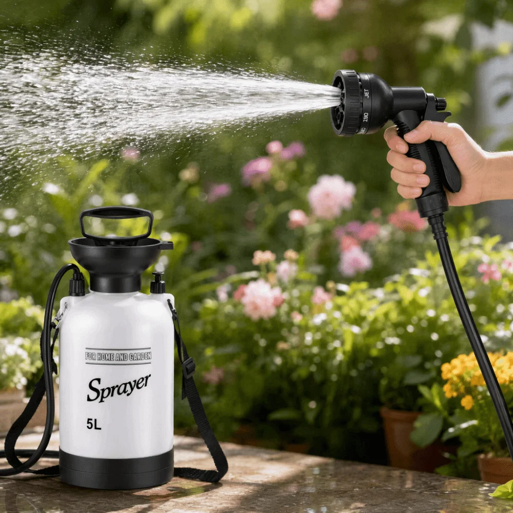 3/4/5L Hand Press Portable Shower Hand‑Pump Multi-Functional Portable Camping Shower 10 Spray Modes Manual Air