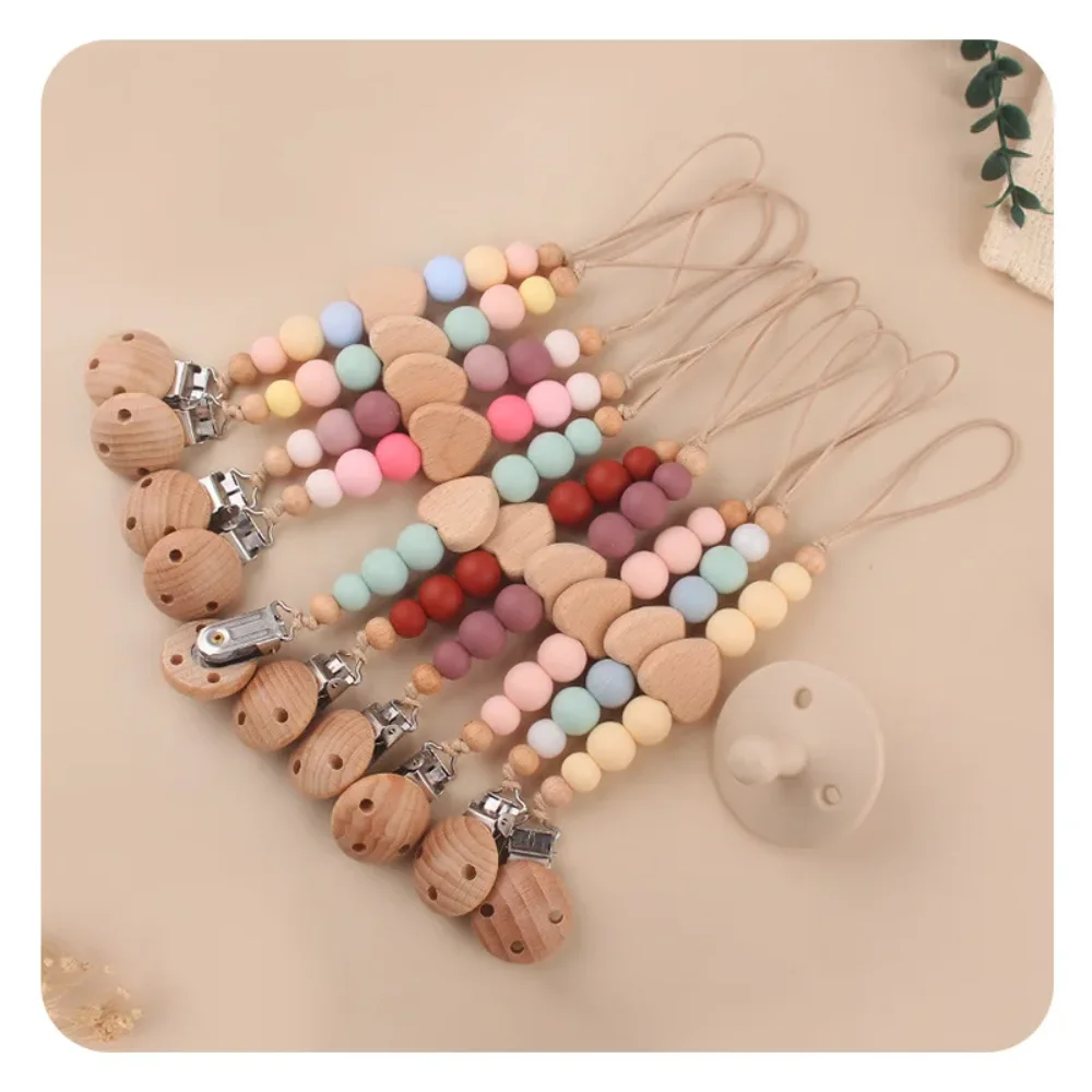 New Baby Products Beech Pacifier Clip Creative Baby Cartoon Love Beech Biting and Grinding Pacifier Chain Anti Drop Chain Toys