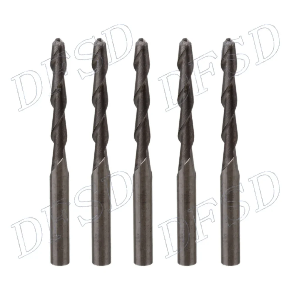 

10Pcs Carbide Ball Nose End Mills - 2.5mm 2 Flute CNC Router Bits for Precision Milling