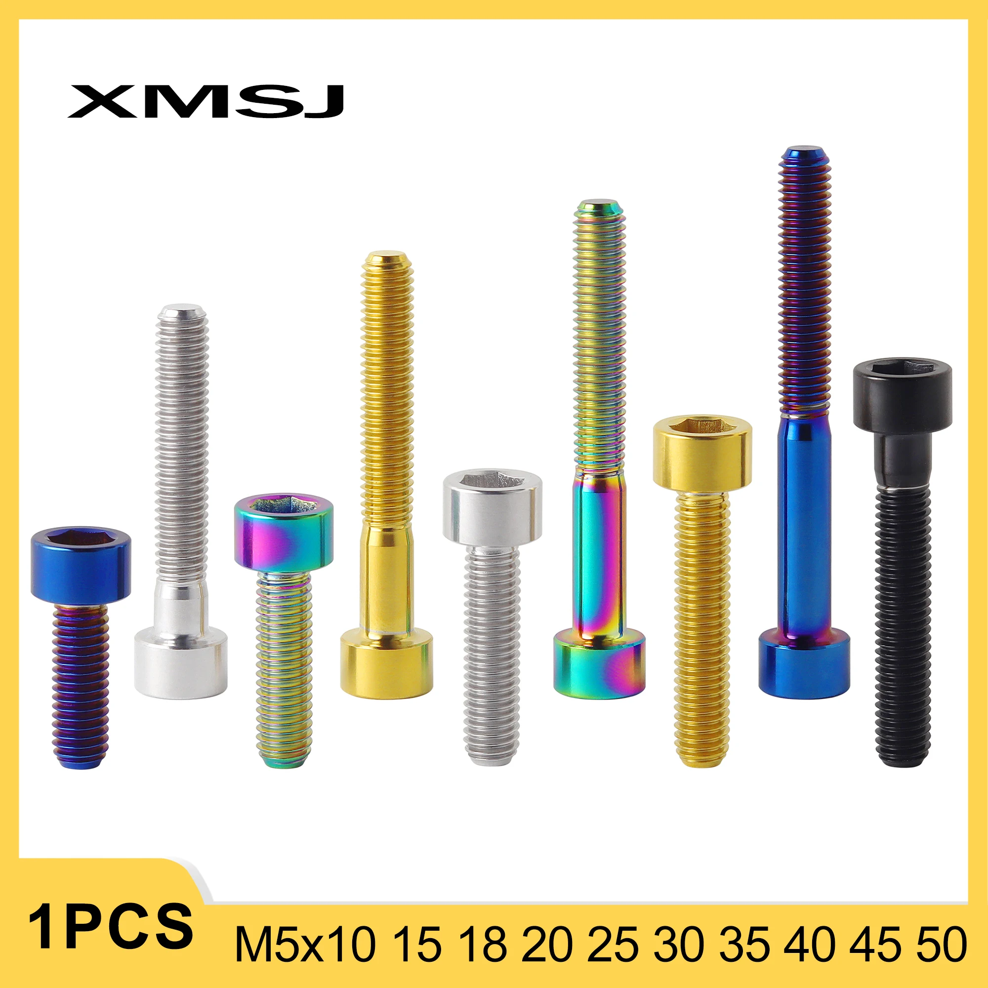 XMSJ Bicycle Stem Seatpost Saddle Fixed Bolts M5x10 15 18 20 25 30 35 40 45 50mm Allen Hex Head Hexagon Socket Titanium Screws