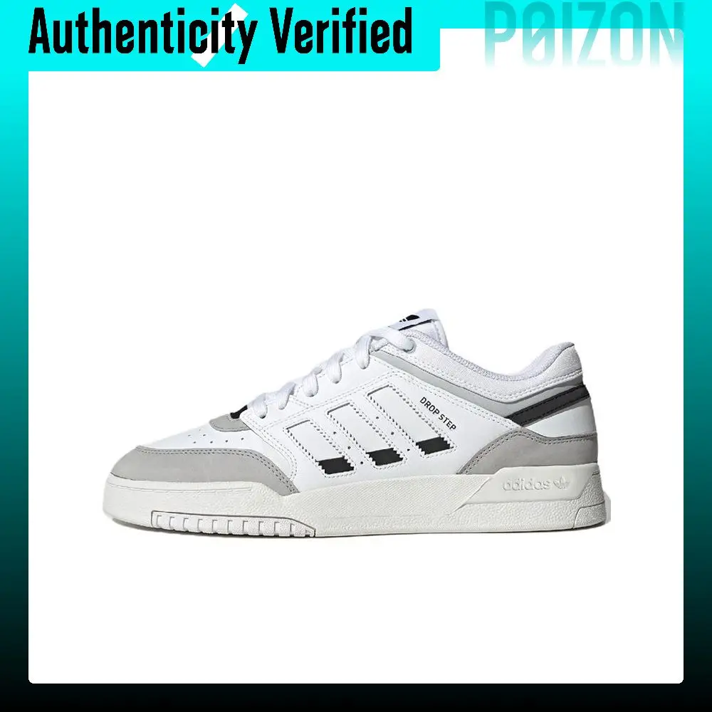Adidas Originals Drop Step Low Leather, Suede Low top Skateboard Shoes Unisex White Gray GV9294