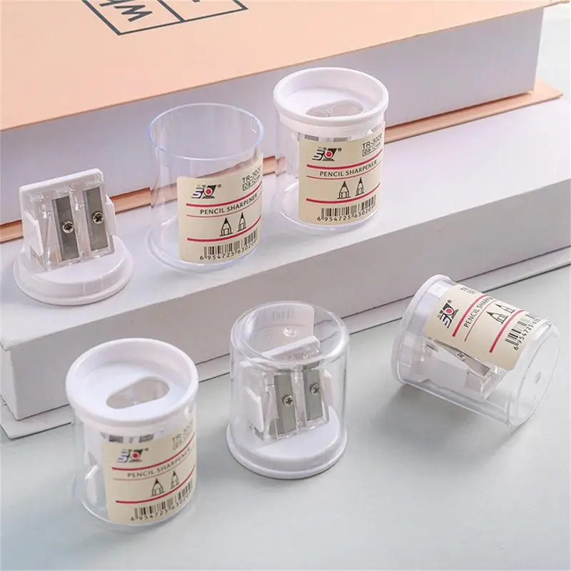 Sacapuntas transparente, sacapuntas de mano, lápiz labial portátil, cortador de afilado, suministros escolares para niños y niñas