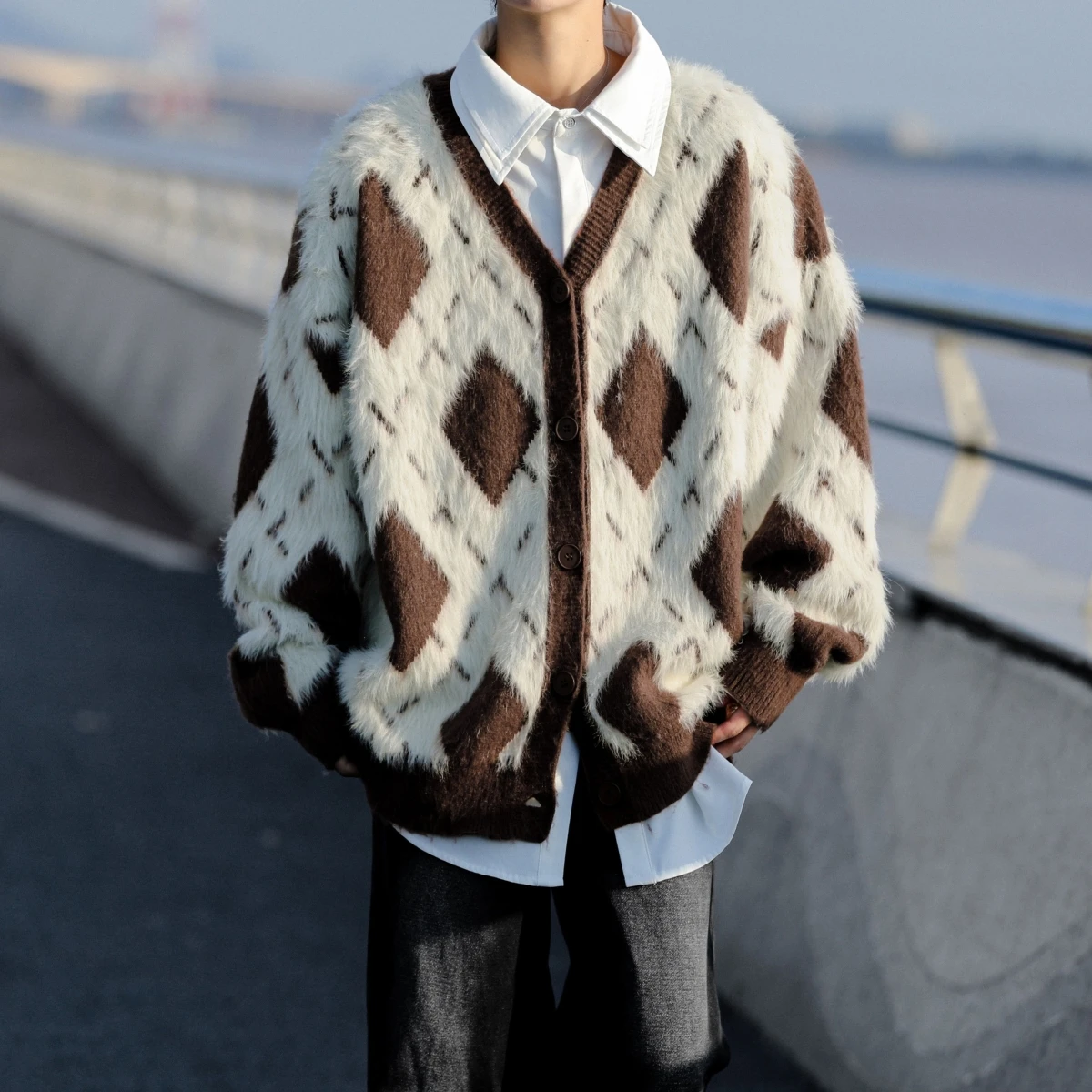 

American Sle Loose V-Ne Knitted Cardigan ex Autumn Winter Casual Faion Soft Polyester Fiber Long Sve Jaet