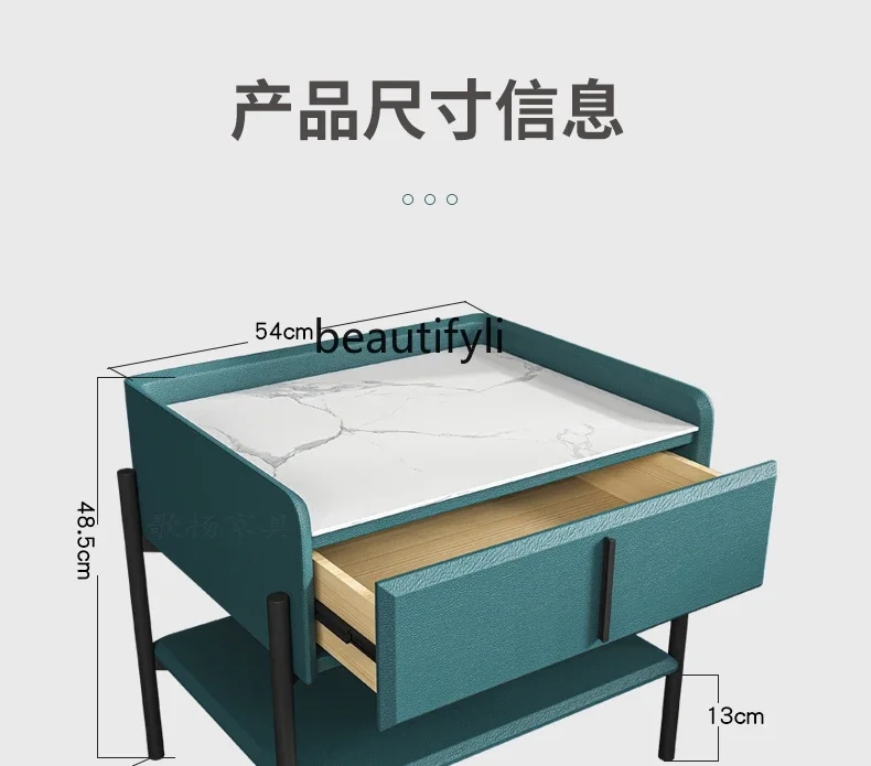 New Stone Plate Bedside Table Modern Light Luxury Fashion Design Creative Italian Bedside Cabinet Installation-Free