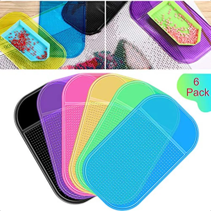 

6 Pieces Diamond Art Painting Accories AntiSlip Tools Sticky Mat Diamond Painting Trays Sticky Gel Pad Universal Mount Holder 5