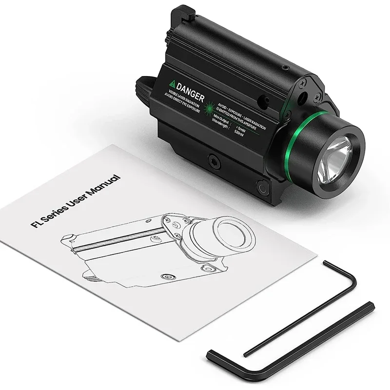 Richfire Rechargeable Weapon Light Flashlight 1000LM Green/Red Laser Light Combo LED with Picatinny Rail Mount for Pistol Rifle