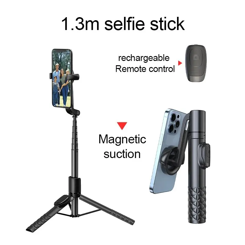 Mobile Phone Selfie Pole Magnetic Suction Clamp Type Floor Stand Bluetooth Folding Shooting Telescopic Pole Outdoor Travel Live