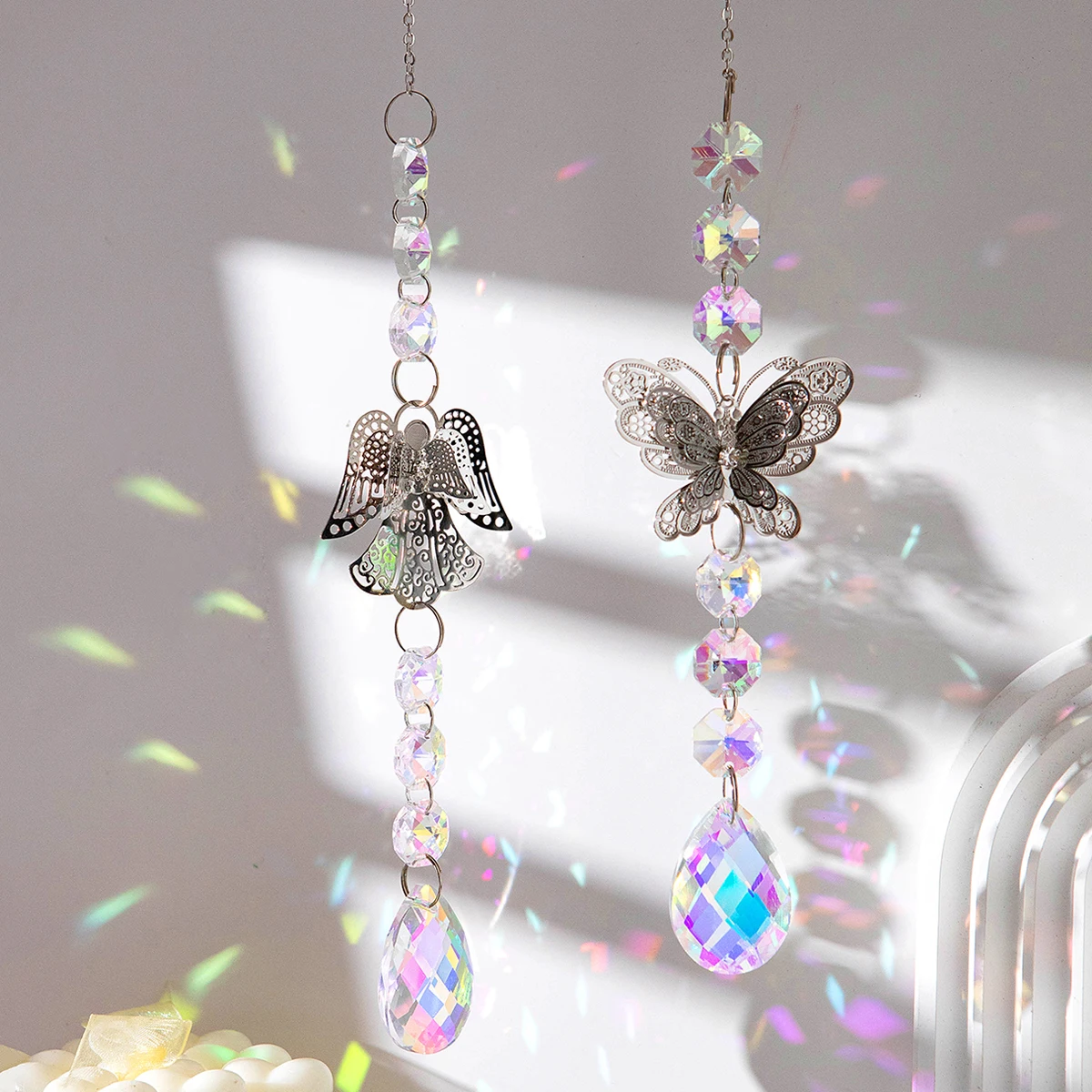 1PcCrystal Suncatcher Butterfly Angel Tree of Life Prism Ball Pendant Home Window Gardening Light Catcher Room Decoration Crafts