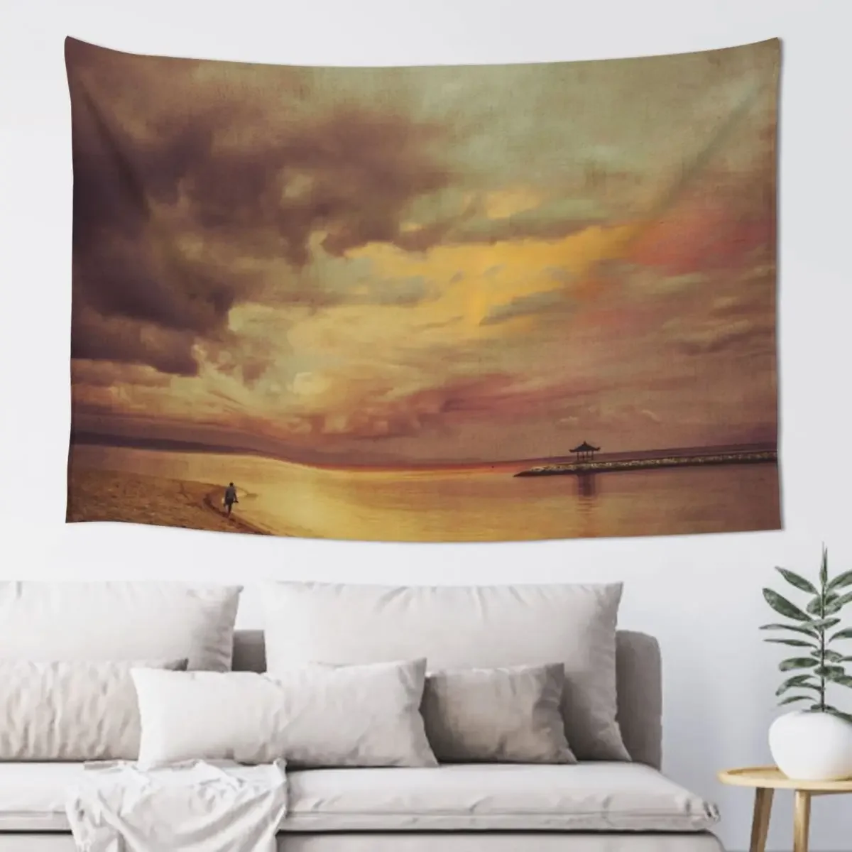 

Walk Alone - Balinese Beach at Sunrise Tapestry Funny Nordic Home Decor Tapestry