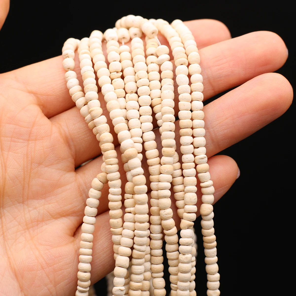 3x4mm Beige Wooden Bead Abacus Small Flat Bead Craft Jewelry Making DIY Necklace Bracelet Anklet Accessories Charm Gift 38CM