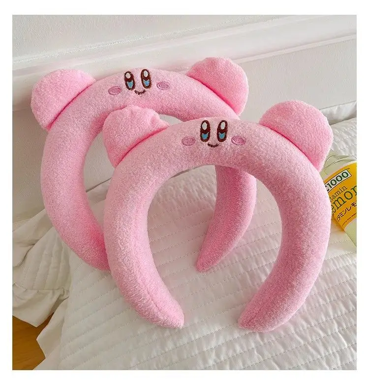 Lovely Pink Kirby Plush Hair Hoop Cartoon Daily Washing Face Headband Girls Photo Shooting Decor Hair Ornament view 2
