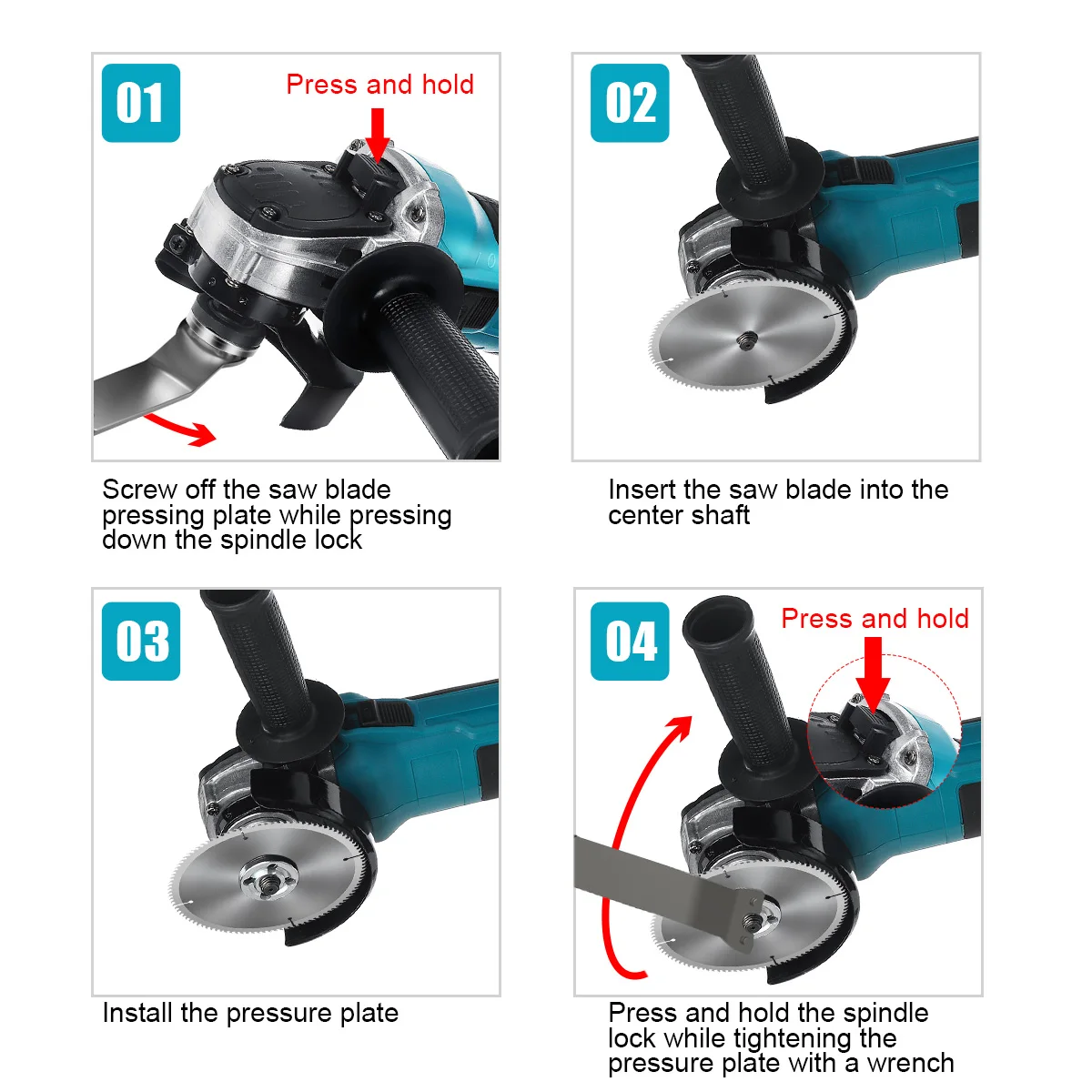 Drillpro 18V 125mm M14 Brushless Impact Angle Grinder Cordless Cutting Machine Polisher Power Tools compatible Makita Battery