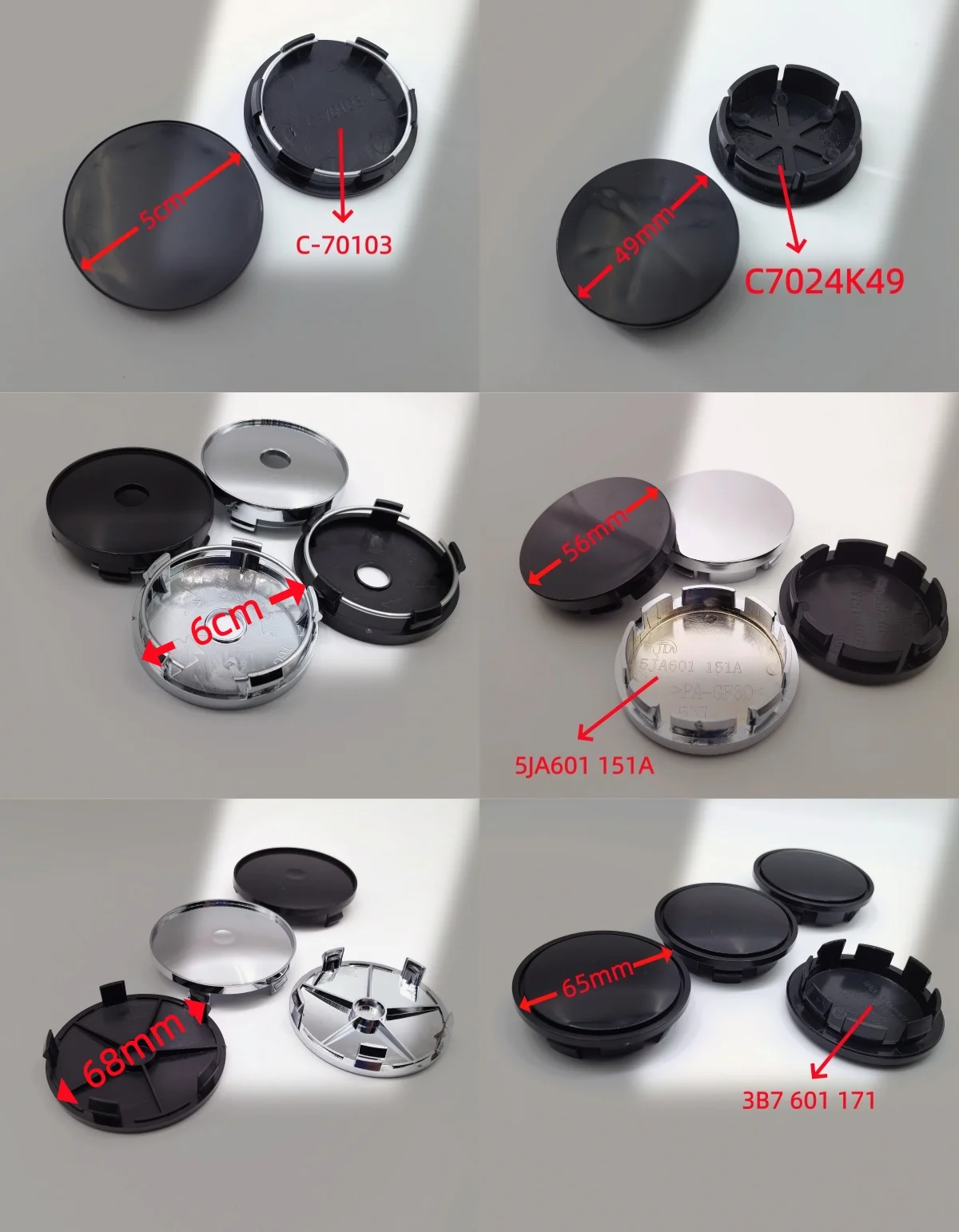 100/80Pcs 49/50/56/60/65/68mm Universal Car Wheel Center Cap Blank Base Rim Tire Cover No Logo Base Hub Cover