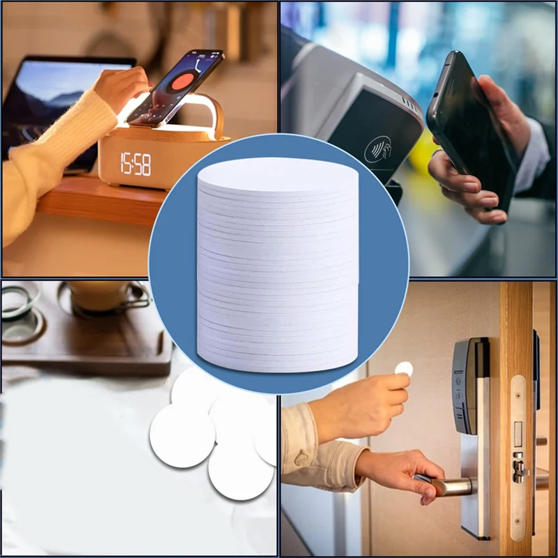 ABSQ-For Tagmo متوافق 50 قطعة علامات NFC NTAG215 NFC بطاقات ملصقات NFC 215 رقاقة لاصقة الظهر للأجهزة التي تدعم NFC