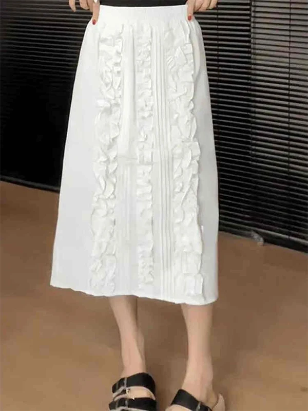 

Белая юбка А-силуэта больших размеров с высокой талией, летняя повседневная женская модная юбка-миди, трендовая юбка средней длины